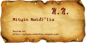 Mityin Natália névjegykártya